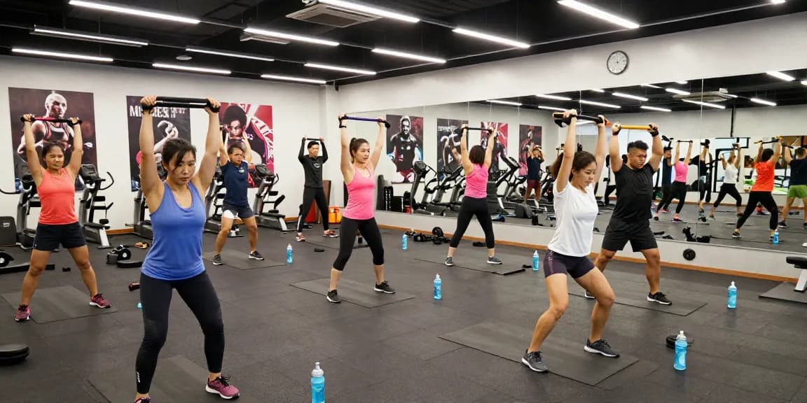Utinon Steroide in einer dynamischen Fitnessstudio-Szene mit Athleten, die aktiv mit Gewichten trainieren.