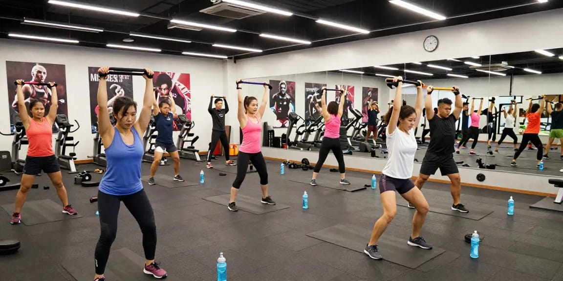 Utinon Steroide in einer dynamischen Fitnessstudio-Szene mit Athleten, die aktiv mit Gewichten trainieren.