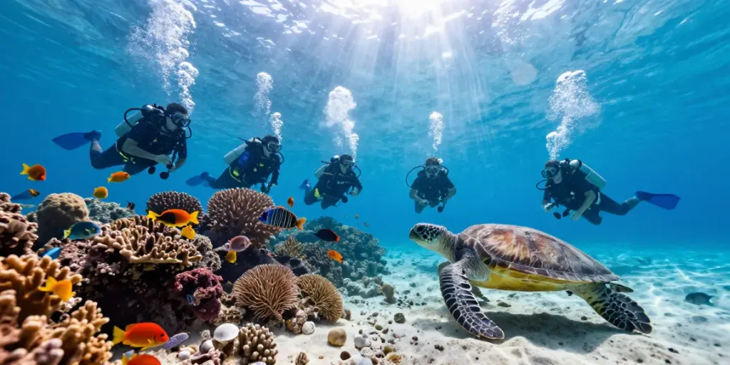 Deep Dive Mexico: Taucher erkunden das Unterwasserleben in Playa del Carmen.