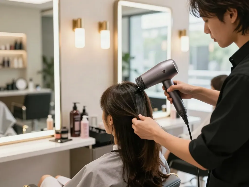 Hochgeschwindigkeits-Haartrockner Ionenfön im modernen Friseursalon.