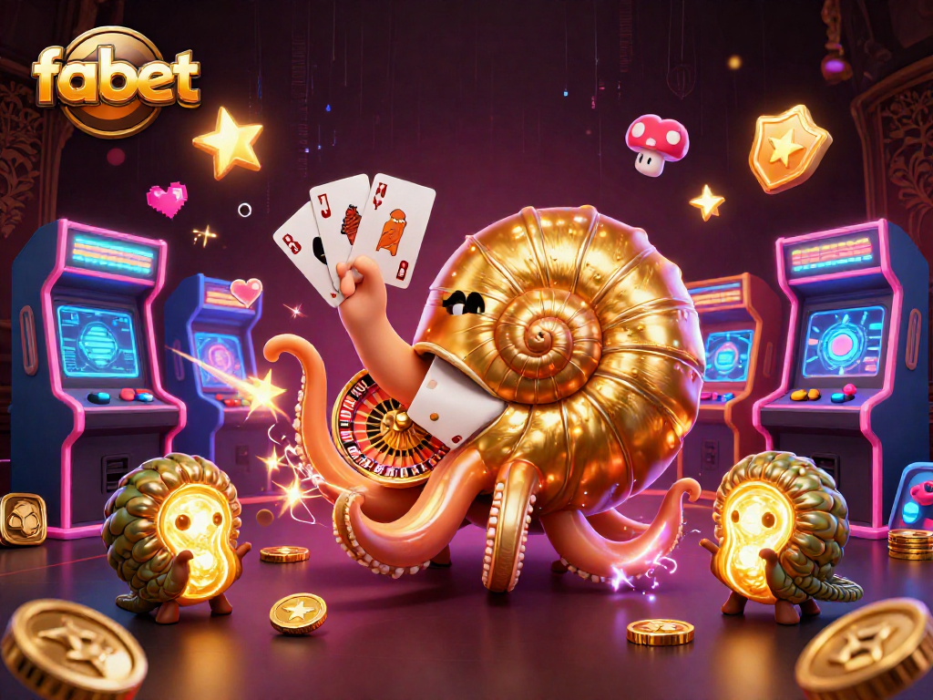 Experience fabet's thrilling atmosphere with a giant nautilus roulette and gold-themed gaming elements.
