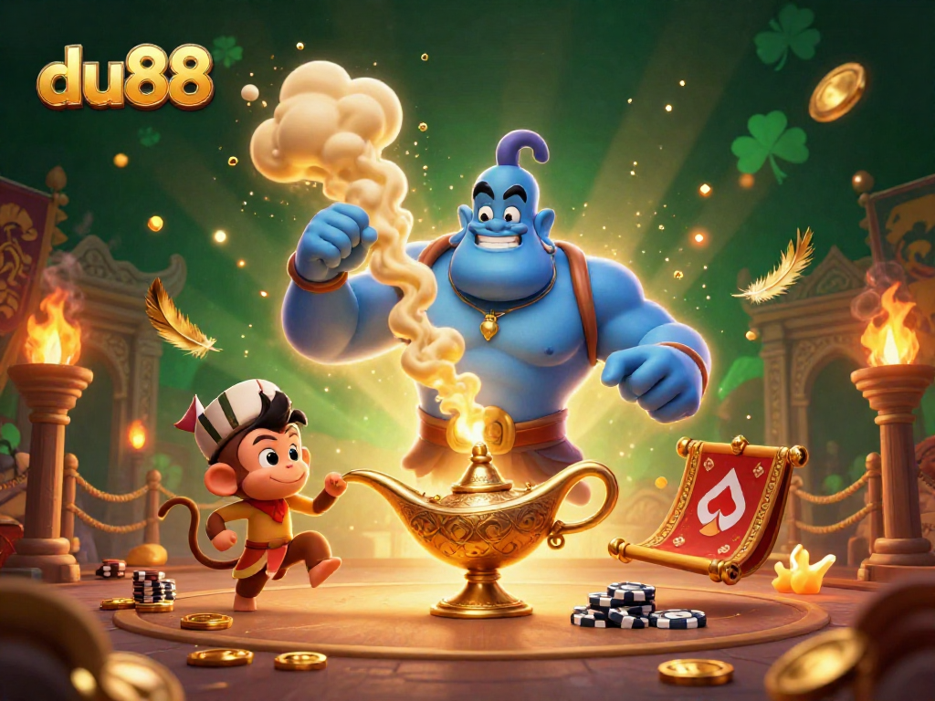 Experience du88's winning magic in this vibrant casino-themed 3D illustration.