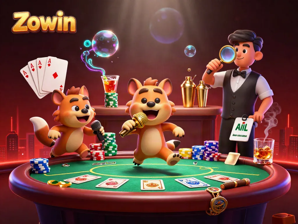 Zowin showcases hyenas in a vibrant casino scene, offering a lively gambling experience