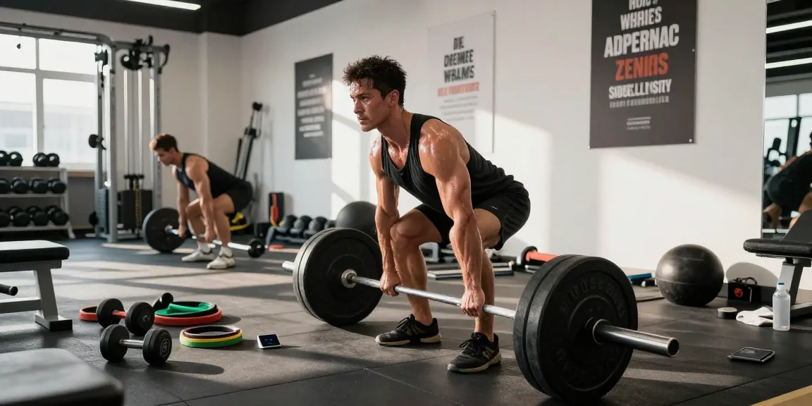 Anabolika Shop Deutschland: Bodybuilder beim intensiven Training im Fitnessstudio mit Gewichten und motivierenden Zitaten im Hintergrund.