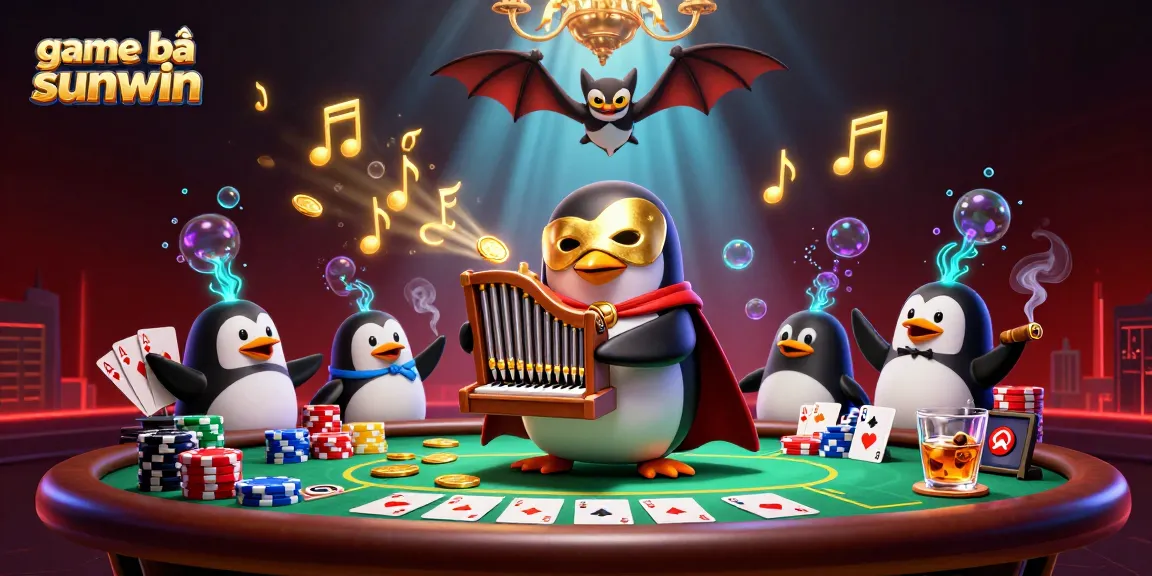 Experience game bài sunwin with engaging characters in a vibrant 3D casino scene displaying poker elements.