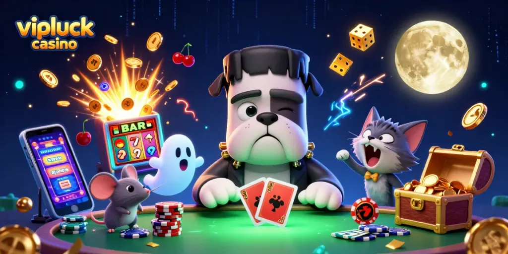 Experience unmatched thrills at vipluck casino with a vibrant, fun-filled 3D gaming scene.