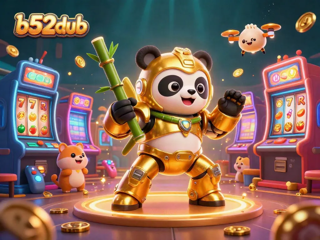 Engage in thrilling gameplay with b52club's vibrant casino scene featuring a golden panda in action.