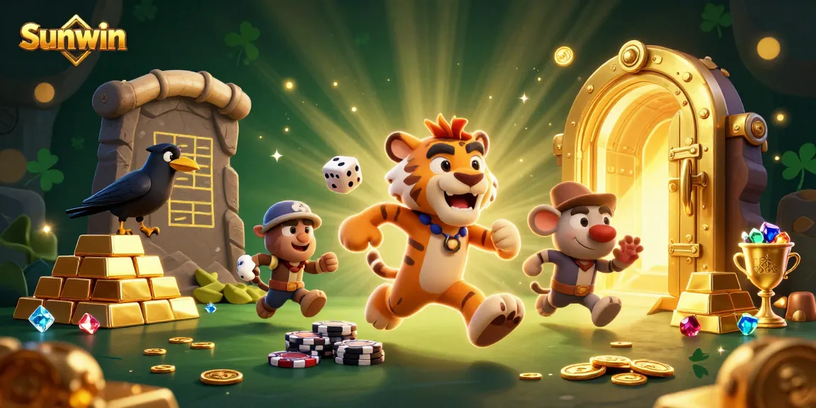 Experience Sunwin's dynamic gaming environment with caveman characters in a prehistoric casino.